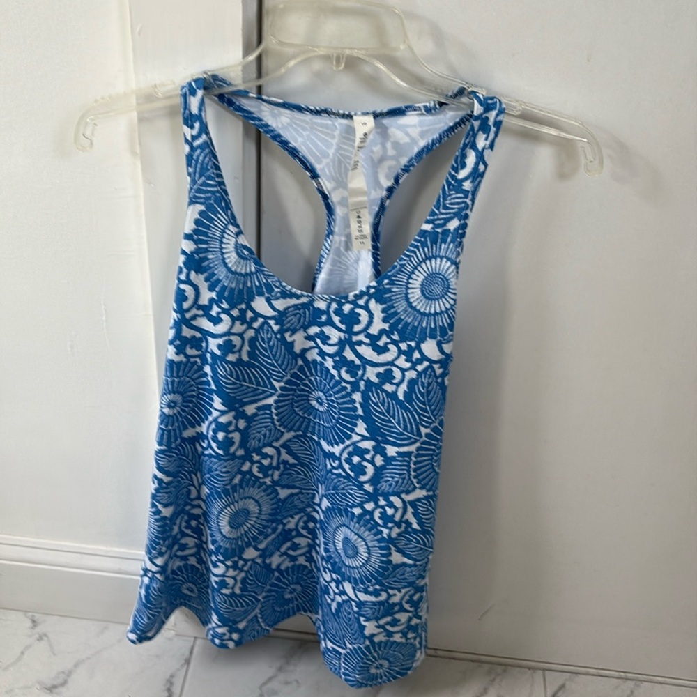 Lululemon Women Blue Print Swiftly Tech Racerback Tank Top 10.